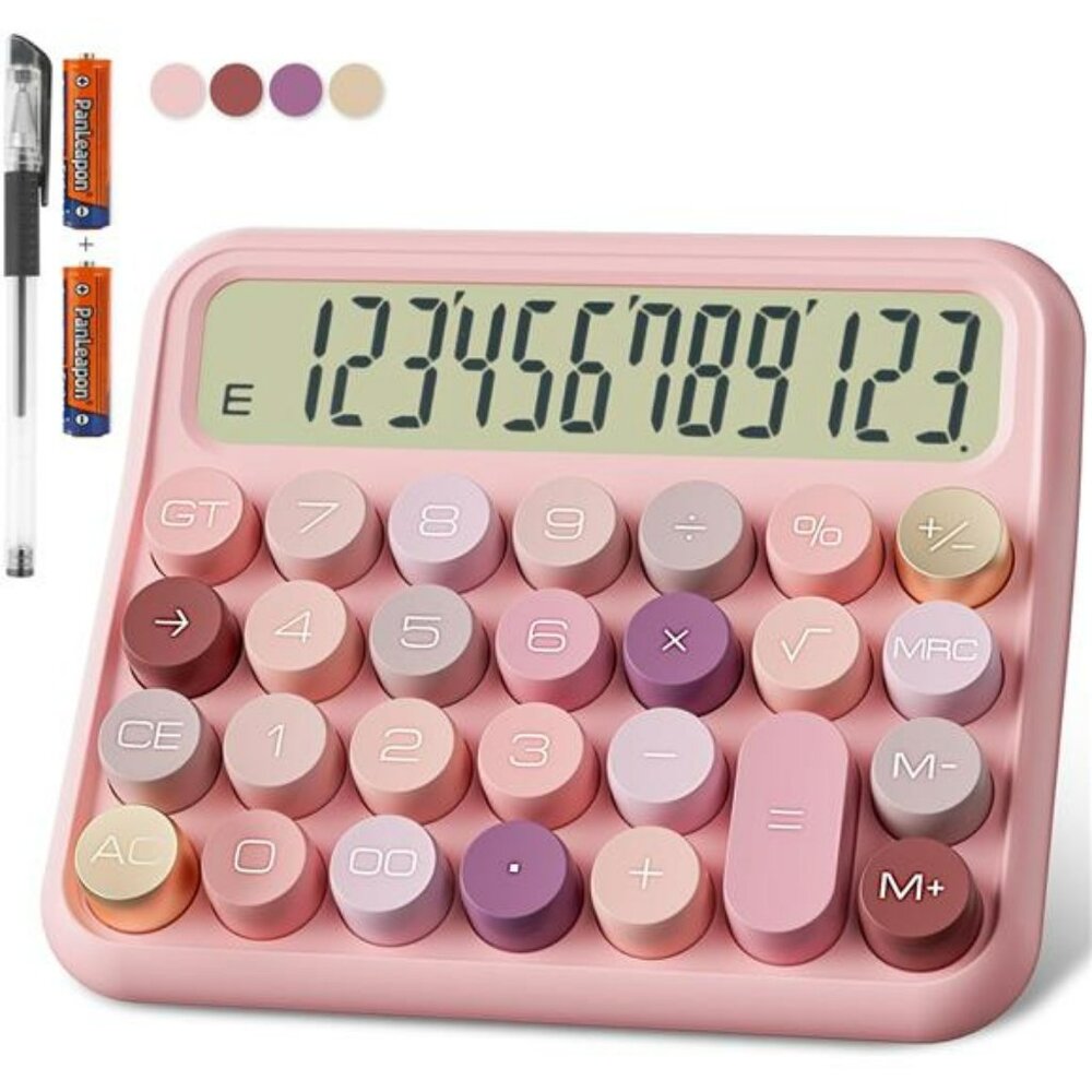 Large 12 digit desktop calculator big buttons tilt screen office school calculat